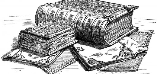 Книги, черно-белая картинка