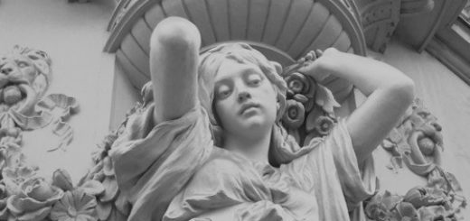 скульптура, девушка, черно-белое фото