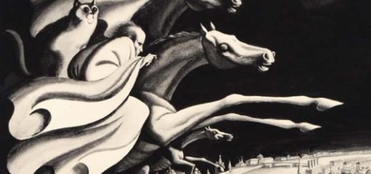 воланд и свита, полет над Москвой, черно-белое фото