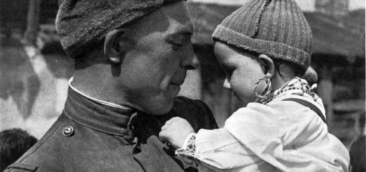 Солдат с ребенком, Судьба человека, черно-белое сочинение