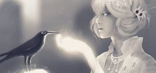 девушка кормит птичку, доброта